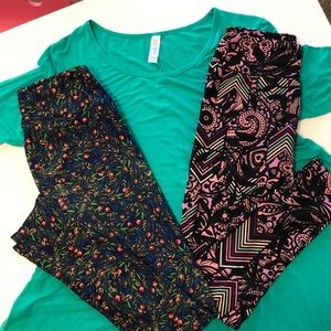 Lularoe Perfect Tee and 2 Lularoe Leggings.
